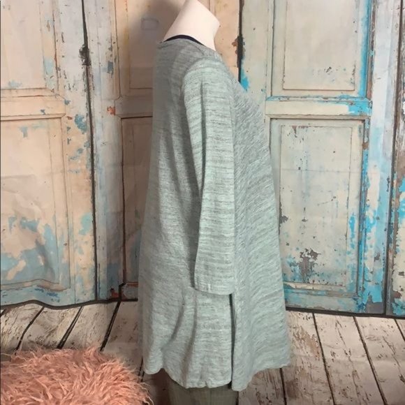 Comfy USA Womans S Linen Button Down Light Green / Blue Heather Shirt - Picture 4 of 8